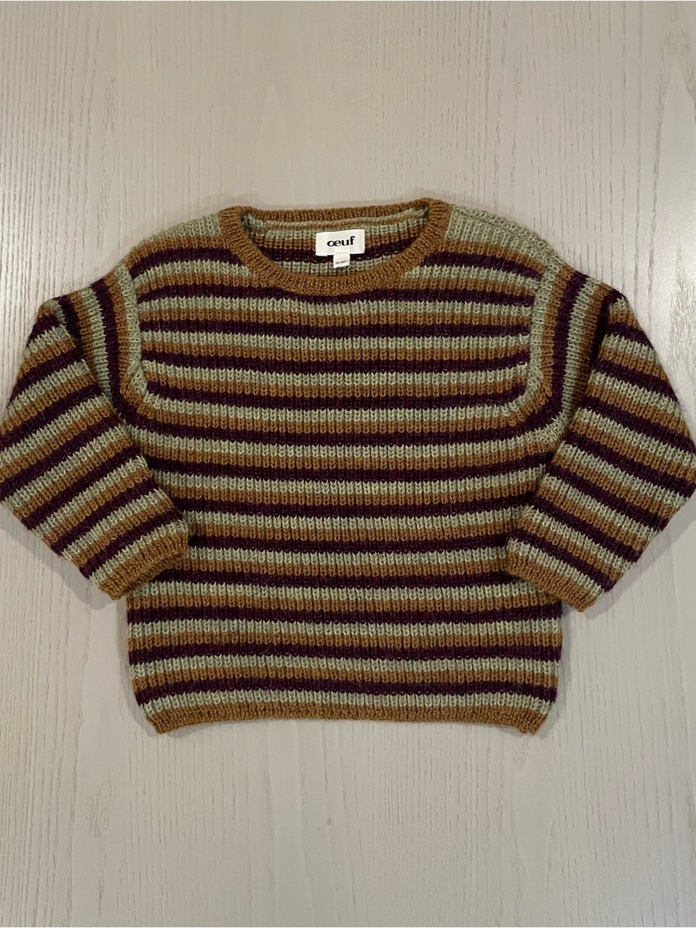Oeuf NYC Striped 100% Baby Alpaca Knit Crewneck Sweater 6-12 months